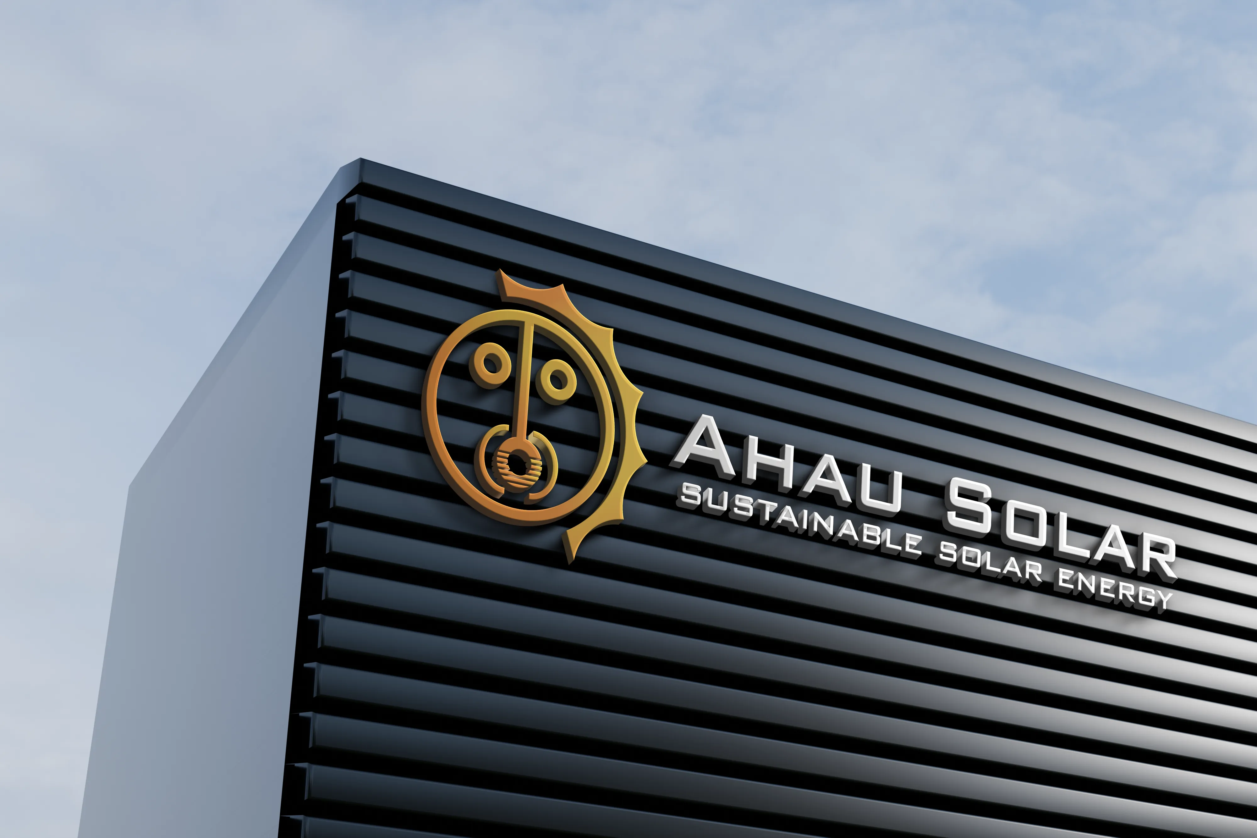 Ahau Solar — fachada com letreiro da marca