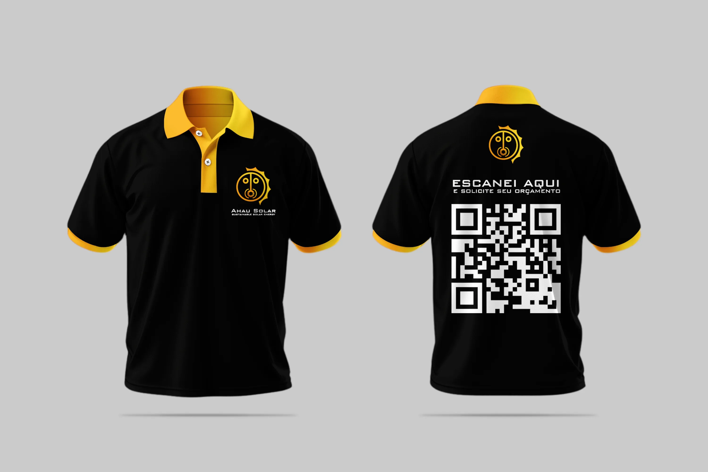 Ahau Solar — camisa polo do uniforme com a marca