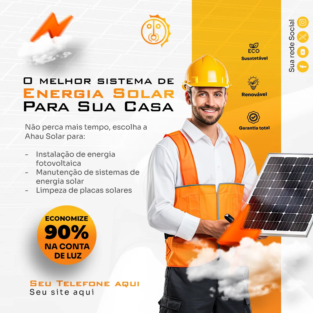 Ahau Solar — post de feed sobre instalação de energia solar