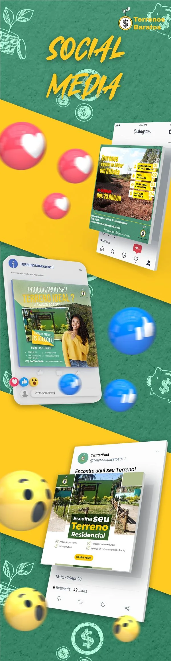 Apresentação de social media — Terrenos Baratos