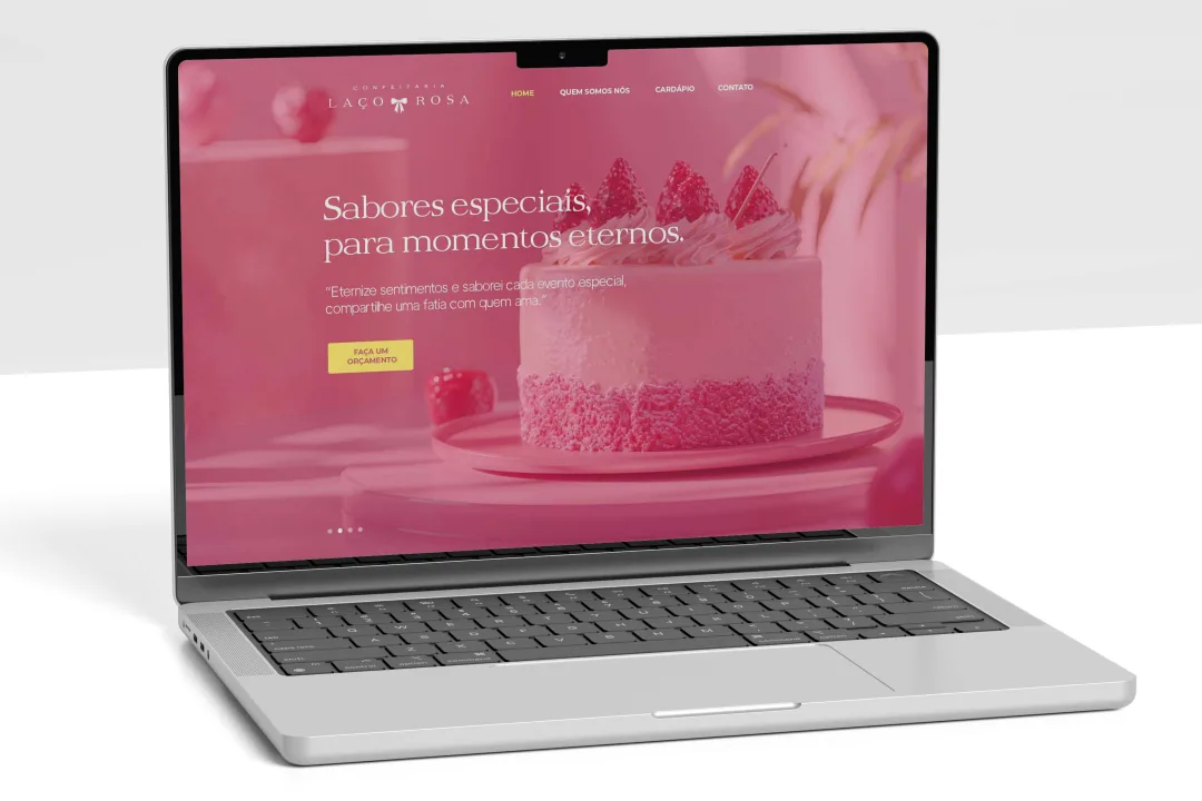 Confeitaria Laço Rosa — site institucional em notebook