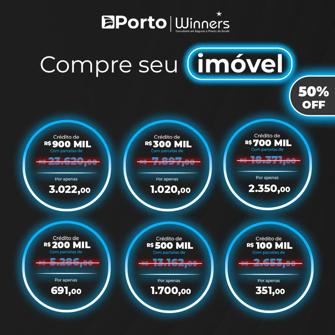 Winner / Porto Seguro — post de feed com tabela de consórcio de imóvel